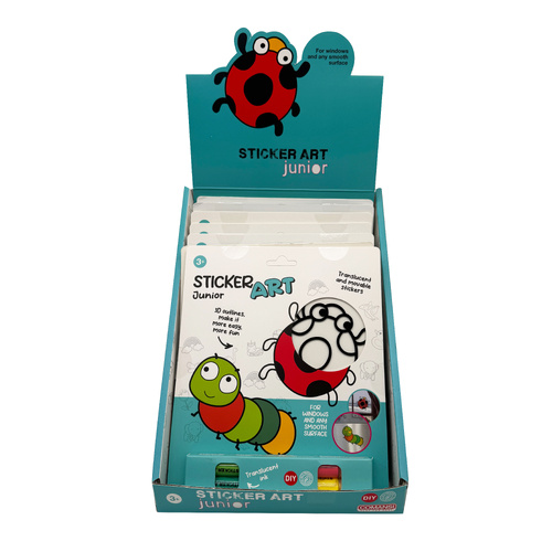 STICKER ART JUNIOR - GENERIC -BUG &amp; CATERPILLAR - 12 PCS/PDQ                                              