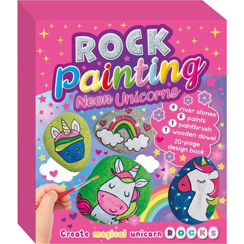 NEON UNICORN ROCK PAINTING