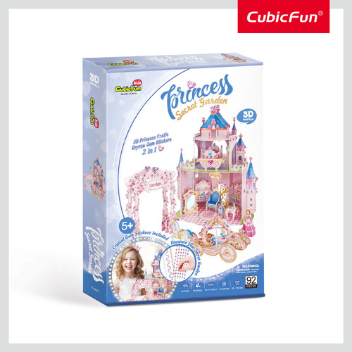 Princess Secret Garden (with 4 sheets of crystal gem stickers, assembled and then decoration.)