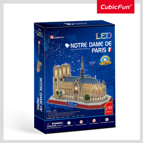 Notre Dame de Paris (with LED Light inside) Require 2XAA Batteries (not included)