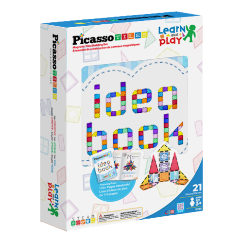 Picasso Tiles - Magnetic Tiles Builiding Set with Idea Book - 21pc