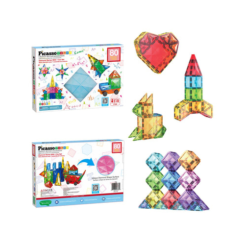 80pc Magnetic Tiles in Blister with car base