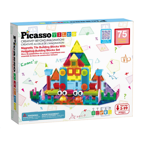 Picasso Tiles - Magnetic Tiles &amp; HedgeHog Blocks - 75pc